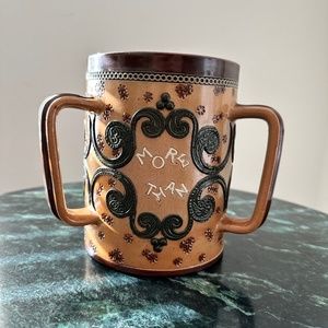 RARE & UNIQUE Antique DOULTON LAMBETH 1894 Motto Ware Stoneware mug